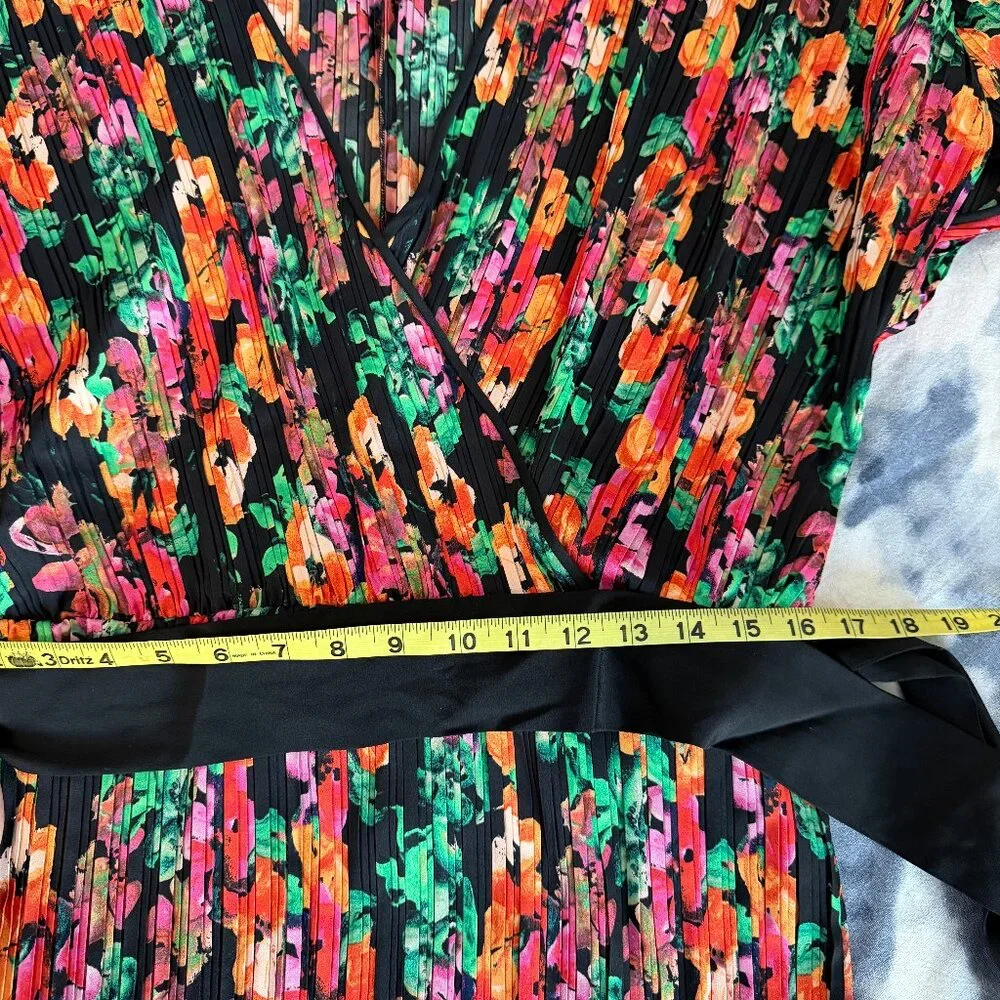 Diane von Furstenberg Vintage Autumn Plissé Floral Midi Dress – Size XL EUC - Picture 5 of 7